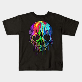Colorful Drip Skull Kids T-Shirt